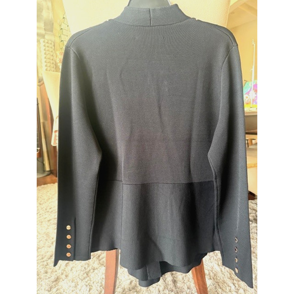 NWT Aleeza Paris Marcey Black Gold Buttons Luxury Knit Blazer Size 1X MSRP $250 - Picture 12 of 14